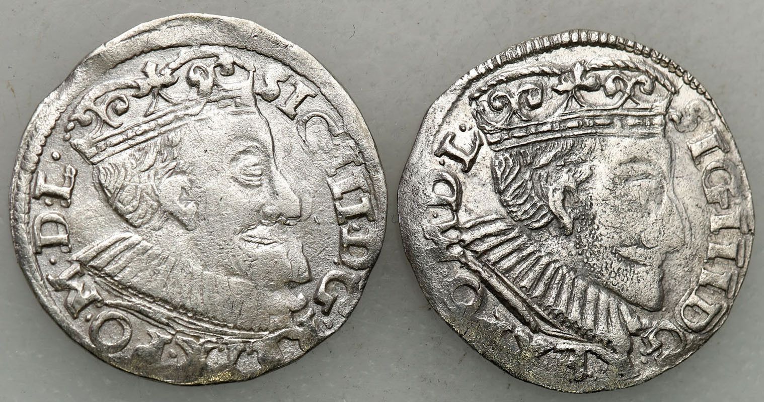 Zygmunt III Waza. Trojak (3 grosze) 1590, Poznań, zestaw 2 monet
